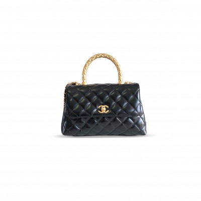 CHANEL 24A CALFSKIN QUILTED TOP HANDLE FLAP BAG 282657 (23*14*8cm)